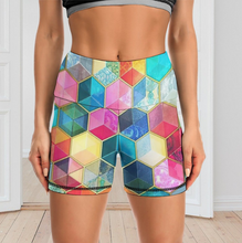 Charger l'image dans la galerie, Shorts de yoga sport pour femmes Y10A personnalisés avec photo texte motif (conception multi-images)