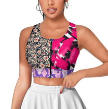 Charger l'image dans la galerie, Soutien-gorge de sport zippé sur le devant pour femme SDS2007 personnalisée avec prénom motif texte (conception multi-images)