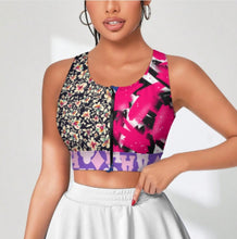 Charger l'image dans la galerie, Soutien-gorge de sport zippé sur le devant pour femme SDS2007 personnalisée avec prénom motif texte (conception multi-images)