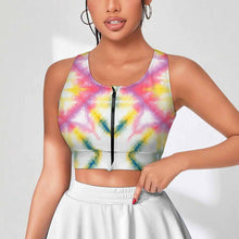 Charger l'image dans la galerie, Soutiens-gorge de sport à fermeture éclair sur le devant pour femmes SDS2007 personnalisé avec photo texte prénom (conception une image)