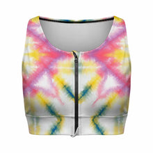 Charger l'image dans la galerie, Soutiens-gorge de sport à fermeture éclair sur le devant pour femmes SDS2007 personnalisé avec photo texte prénom (conception une image)