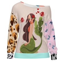 Charger l'image dans la galerie, Sweat-shirt à manches longues et col incliné pour femme MXLD137 personnalisée avec prénom motif texte (conception multi-images)