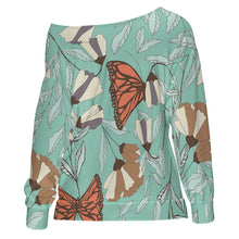 Charger l'image dans la galerie, Sweat-shirt pour femme haut à épaules inclinées ZQ personnalisé avec photo texte prénom (conception une image)