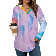 Charger l'image dans la galerie, Sweat à capuche manches longues col V femme C19H personnalisée avec prénom motif texte (conception multi-images)