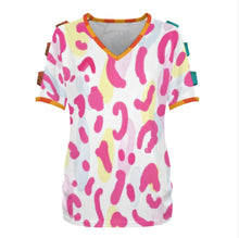 Charger l'image dans la galerie, T-shirt à manches courtes et épaules dénudées pour femme LM077 personnalisée avec prénom motif texte (conception multi-images)