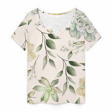 Charger l'image dans la galerie, T-shirt à manches courtes grande taille VDT haut d'été col en V personnalisé avec photo texte prénom (conception une image)