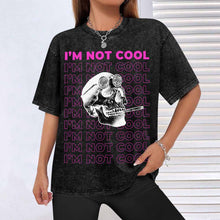 Charger l'image dans la galerie, T-shirt à manches courtes rétro délavé à épaules tombantes personnalisé avec photo texte prénom