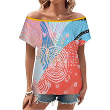 Charger l'image dans la galerie, T-shirt ample à manches courtes et épaules dénudées pour femme LM076 personnalisée avec prénom motif texte (conception multi-images)