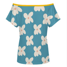 Charger l'image dans la galerie, T-shirt ample à manches courtes et épaules dénudées pour femme LM076 personnalisée avec prénom motif texte (conception multi-images)