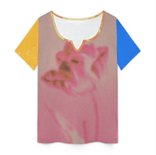 Charger l'image dans la galerie, T-shirt col V manches courtes femme VDT taille S à 5XL personnalisée avec prénom motif texte (conception multi-images)