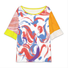 Charger l'image dans la galerie, T-shirt col rond femme avec manches en feuille de lotus NT104 personnalisée avec prénom motif texte (conception multi-images)