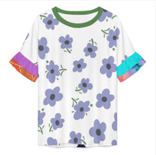 Charger l'image dans la galerie, T-shirt col rond femme manches feuille de lotus NT103 personnalisée avec prénom motif texte (conception multi-images)