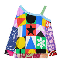 Charger l'image dans la galerie, T-shirt décontracté à col incliné pour femmes haut sexy à épaules dénudées A11L personnalisée avec prénom motif texte (conception multi-images)