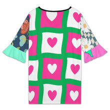 Charger l'image dans la galerie, T-shirt décontracté à manches courtes et col en V pour femme NT101 personnalisée avec prénom motif texte (conception multi-images)