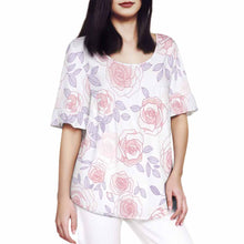 Charger l'image dans la galerie, T-shirt femme à col rond et manches en feuille de lotus NT104 personnalisé avec photo texte prénom (conception une image)