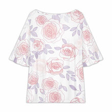 Charger l'image dans la galerie, T-shirt femme à col rond et manches en feuille de lotus NT104 personnalisé avec photo texte prénom (conception une image)