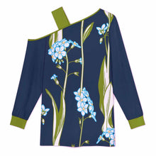 Charger l'image dans la galerie, T-shirt mi-long à manches longues et bretelles asymétriques LDV personnalisé avec photo texte prénom (conception une image)