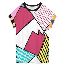 Charger l'image dans la galerie, T-shirt ras du cou à manches courtes et épaules tombantes pour femme NT105 personnalisée avec prénom motif texte (conception multi-images)