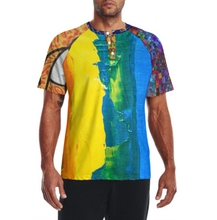 Charger l'image dans la galerie, T-shirt tee shirt Raglan DT36 à manches courtes pour hommes avec trois boutons personnalisée avec photo logo texte (conception multi-images)