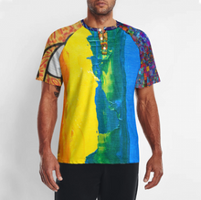 Charger l'image dans la galerie, T-shirt tee shirt Raglan DT36 à manches courtes pour hommes avec trois boutons personnalisée avec photo logo texte (conception multi-images)