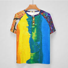 Charger l'image dans la galerie, T-shirt tee shirt Raglan DT36 à manches courtes pour hommes avec trois boutons personnalisée avec photo logo texte (conception multi-images)