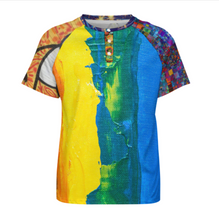 Charger l'image dans la galerie, T-shirt tee shirt Raglan DT36 à manches courtes pour hommes avec trois boutons personnalisée avec photo logo texte (conception multi-images)