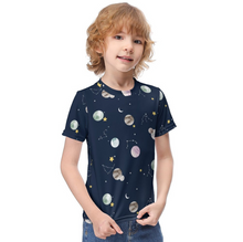 Charger l'image dans la galerie, T-shirt manches courtes enfant garçon ET023 personnalisé avec photo texte logo (conception multi-images)