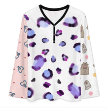 Charger l'image dans la galerie, Tee-shirt Femme Manches Longues Col V A38L personnalisée avec prénom motif texte (conception multi-images)