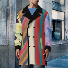 Charger l'image dans la galerie, Trench-coat croisé pour homme avec col costume MWL510 personnalisée avec prénom motif texte (conception multi-images)