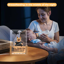 Charger l'image dans la galerie, Veilleuse en acrylique (base inclinée d'une seule couleur) personnalisé avec photo texte prénom