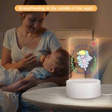 Charger l'image dans la galerie, Veilleuse en acrylique avec base ronde en plastique personnalisée avec prénom motif texte