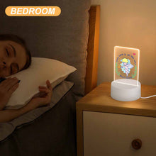 Charger l'image dans la galerie, Veilleuse en acrylique avec base ronde en plastique personnalisée avec prénom motif texte