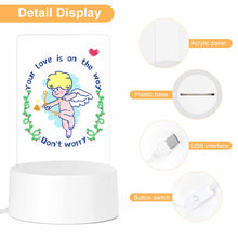 Charger l'image dans la galerie, Veilleuse en acrylique avec base ronde en plastique personnalisée avec prénom motif texte