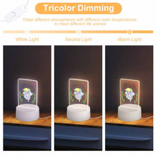 Charger l'image dans la galerie, Veilleuse en acrylique avec base ronde en plastique personnalisée avec prénom motif texte