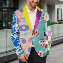 Charger l'image dans la galerie, Veste de costume formelle pour homme Z34W personnalisée avec prénom motif texte (conception multi-images)