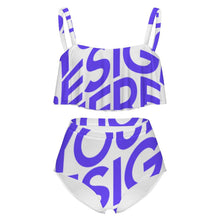 Charger l'image dans la galerie, Maillots de bain pour femmes MSYX464 Maillots de bain deux pièces Haut à volants avec bas taille haute Ensemble de bikini personnalisé avec photo texte prénom