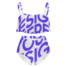 Charger l'image dans la galerie, Maillots de bain pour femmes MSYX464 Maillots de bain deux pièces Haut à volants avec bas taille haute Ensemble de bikini personnalisé avec photo texte prénom