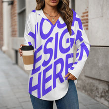 Charger l'image dans la galerie, Sweat à capuche femme manches longues col V C19H personnalisé avec photo texte prénom (conception une image)