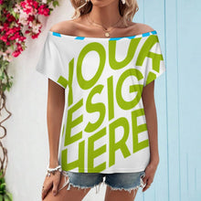 Charger l'image dans la galerie, T-shirt ample à manches courtes et épaules dénudées pour femme LM076 personnalisée avec prénom motif texte (conception multi-images)
