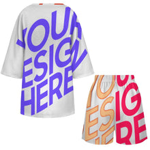 Charger l'image dans la galerie, Ensemble haut col V manches chauve-souris et short taille élastique pour femme YKL07 personnalisée avec prénom motif texte (conception multi-images)