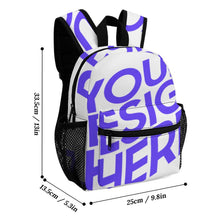 Charger l'image dans la galerie, Sac à dos d'école enfant 33.5x25x13.5cm entièrement imprimé personnalisé avec photo texte prénom (conception une image)