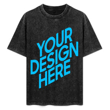 Charger l'image dans la galerie, T-shirt à manches courtes rétro délavé à épaules tombantes personnalisé avec photo texte prénom