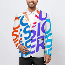 Charger l'image dans la galerie, Costume homme 2 boutons LTM100852 personnalisée avec prénom motif texte (conception multi-images)