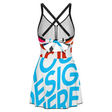 Charger l'image dans la galerie, Col en V dos à nouer, dos ouvert Maillot de bain Bikini 1 pièce pour femme SDS513 personnalisé avec photo texte prénom (conception multi-images)