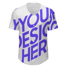 Charger l'image dans la galerie, T-shirt boutonné baseball manches courtes pour homme personnalisé avec photo texte prénom (conception une image)