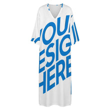 Charger l'image dans la galerie, Robe de chambre style méditerranéen à col en V et manches courtes YKL06 pour femme personnalisé avec photo texte prénom (conception une image)
