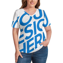 Charger l'image dans la galerie, T-shirt Ice Silk à manches courtes et col en V NZ109 pour femme personnalisé avec photo texte prénom (conception une image)