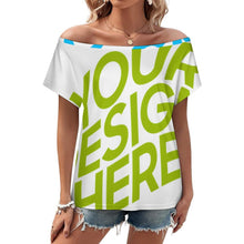 Charger l'image dans la galerie, T-shirt ample à manches courtes et épaules dénudées pour femme LM076 personnalisée avec prénom motif texte (conception multi-images)