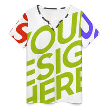 Charger l'image dans la galerie, T-shirts à col en V pour femmes hauts décontractés à manches courtes d'été YXV personnalisée avec prénom motif texte (conception multi-images)