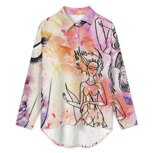 Charger l'image dans la galerie, Chemise Femme Personnalisée | Blouse Épaules Tombantes Satin de Coton